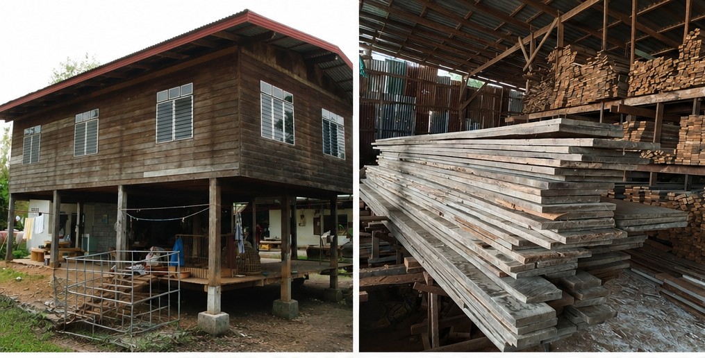 รื้อถอนบ้านไม้ อำเภอบ้านด่าน